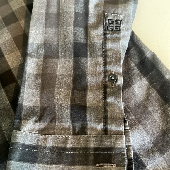 COPY - Givenchy Grey/Black Plaid Button Dress Shirt - Picture 3 of 5